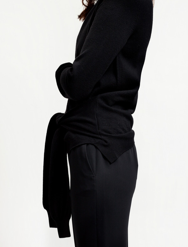 MM6 by Maison Margiela Womens Tie Sleeves Top Black MM6 by Maison Margiela Womens Tie Sleeves Top Black
