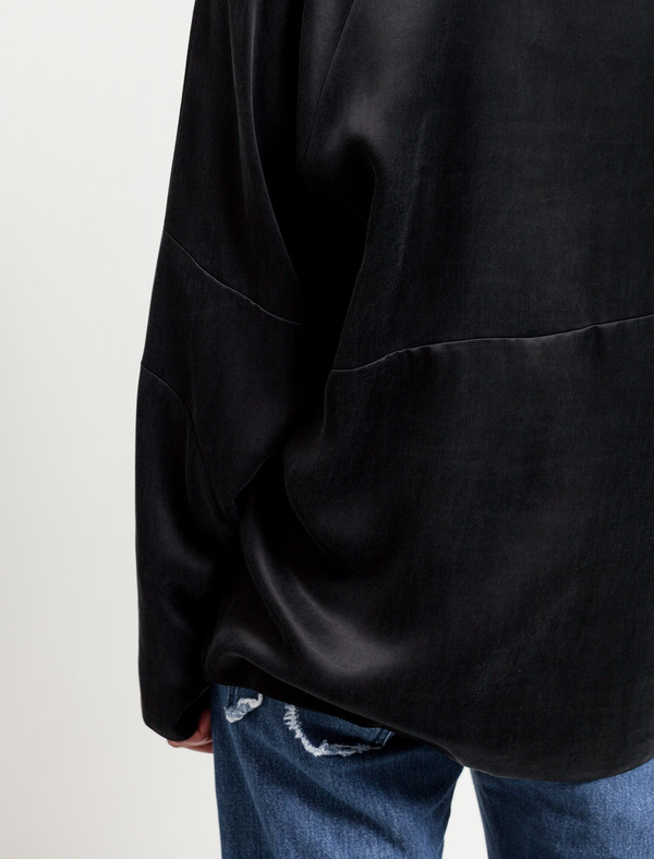MM6 by Maison Margiela Womens Washed Satin Shirt - Black MM6 by Maison Margiela Womens Washed Satin Shirt - Black