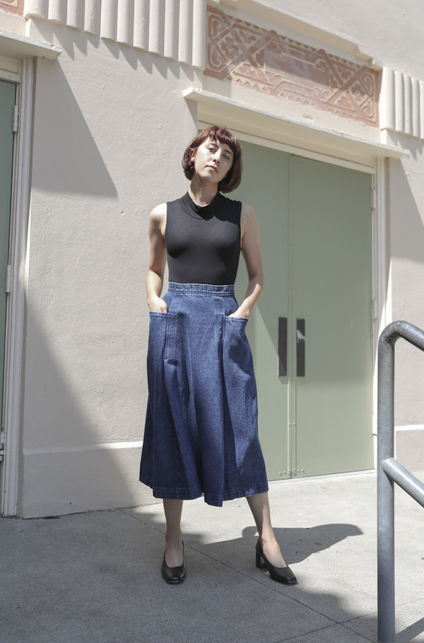 CARLEEN Denim Pocket Skirt in Blue CARLEEN Denim Pocket Skirt in Blue