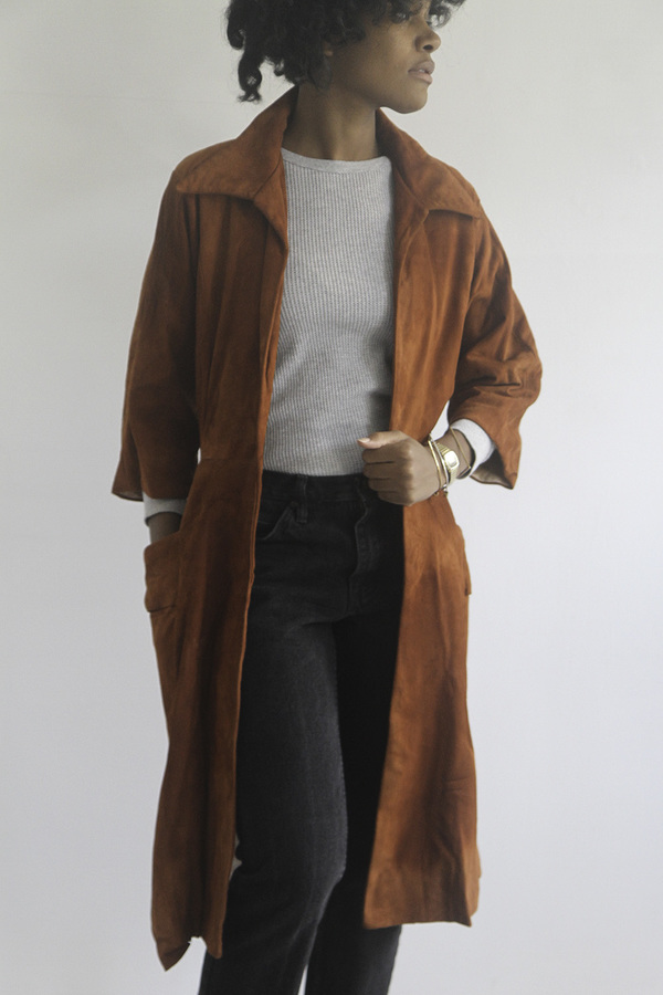 The Shudio Vintage Burnt Sienna Suede Trench Coat The Shudio Vintage Burnt Sienna Suede Trench Coat