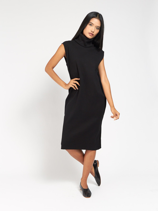 Kowtow Rib Roll Neck Dress Black Kowtow Rib Roll Neck Dress Black