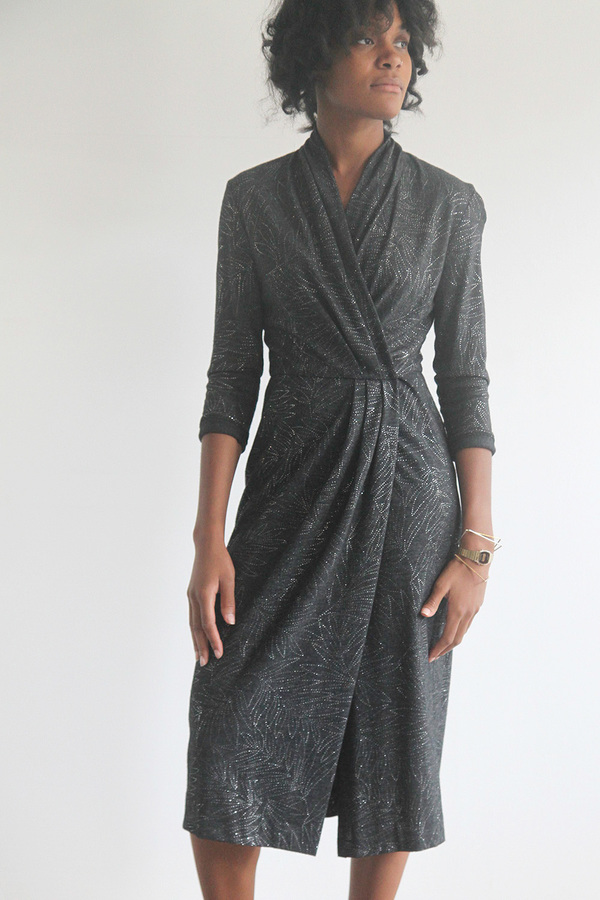 The Shudio Vintage Metallic Gunmetal Wrap Dress The Shudio Vintage Metallic Gunmetal Wrap Dress