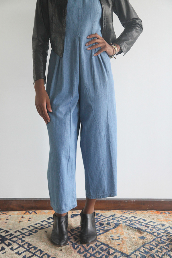 The Shudio Vintage Light Denim Pleated Jumpsuit The Shudio Vintage Light Denim Pleated Jumpsuit