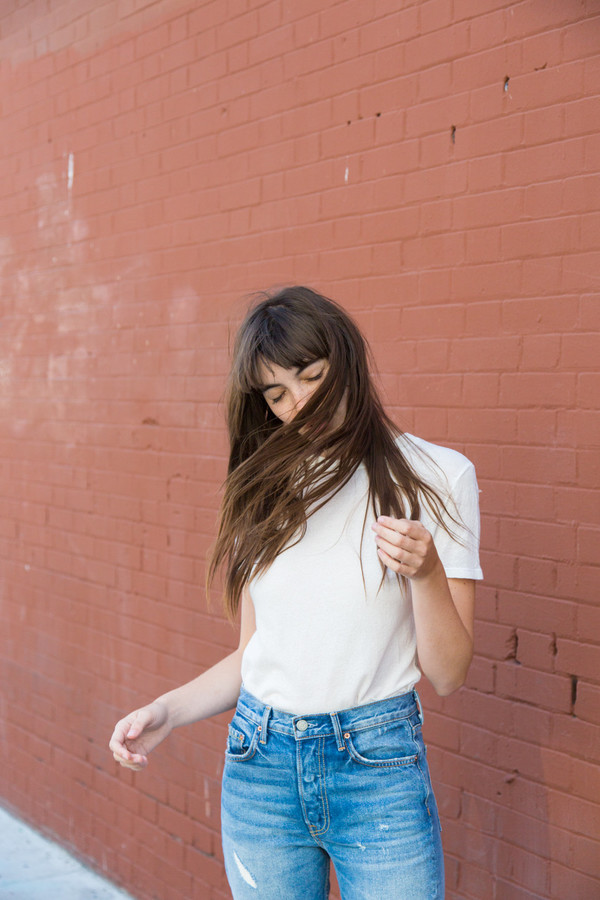 lacausa gauze baby tee in bone lacausa gauze baby tee in bone