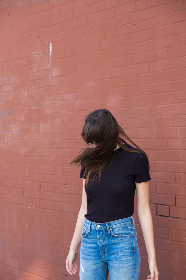 lacausa gauze baby tee in tar lacausa gauze baby tee in tar