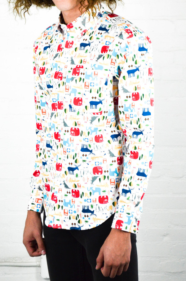 Men's Naked and Famous Animals Block Print Shirt Men's Naked and Famous Animals Block Print Shirt