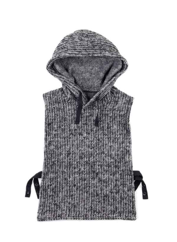 Hooded Interliner Grey Sweater Knit Hooded Interliner Grey Sweater Knit