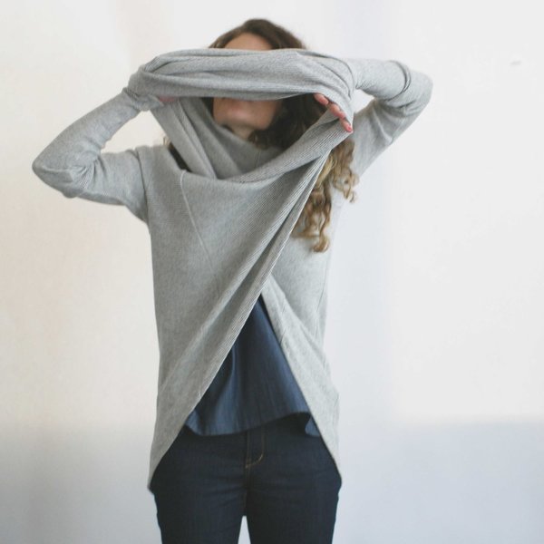Ursa Minor Tabard Cardigan in Oatmeal Stripe Ursa Minor Tabard Cardigan in Oatmeal Stripe