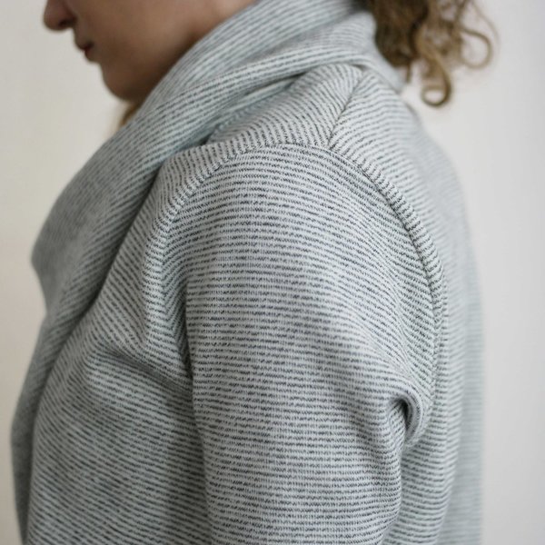 Ursa Minor Tabard Cardigan in Oatmeal Stripe Ursa Minor Tabard Cardigan in Oatmeal Stripe
