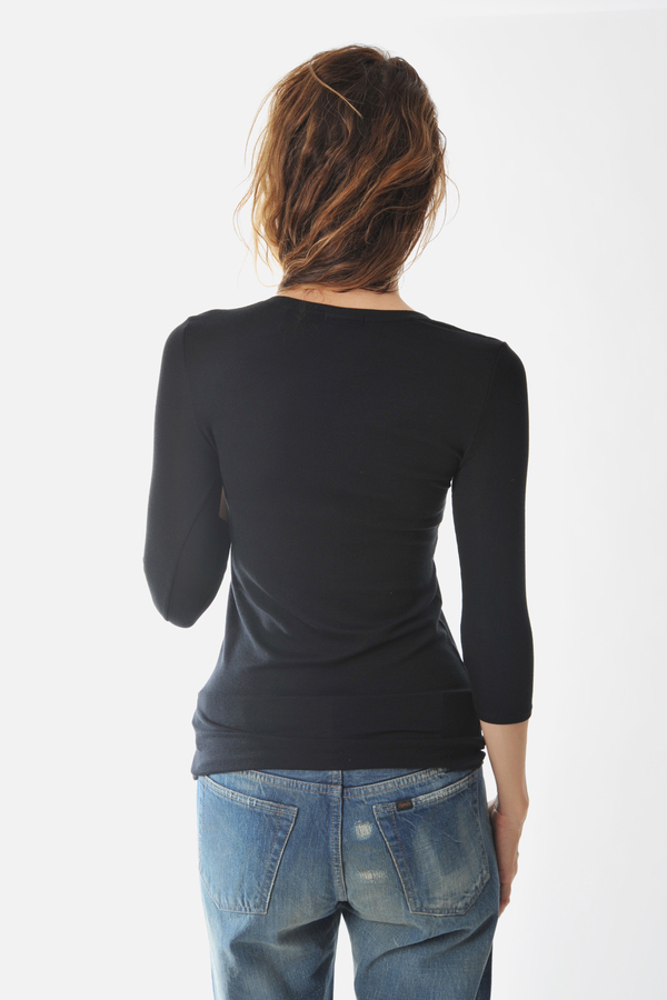 Jackie Ballet Neck Rib Black Tee by ATM Jackie Ballet Neck Rib Black Tee by ATM
