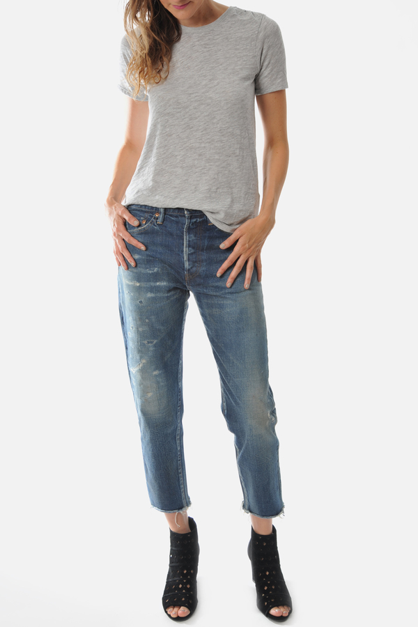 Slub Crew Neck Heather Grey Tee by ATM Slub Crew Neck Heather Grey Tee by ATM