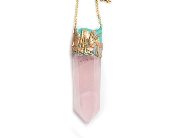 Adina Mills Rose Quartz Obelisk Necklace Adina Mills Rose Quartz Obelisk Necklace
