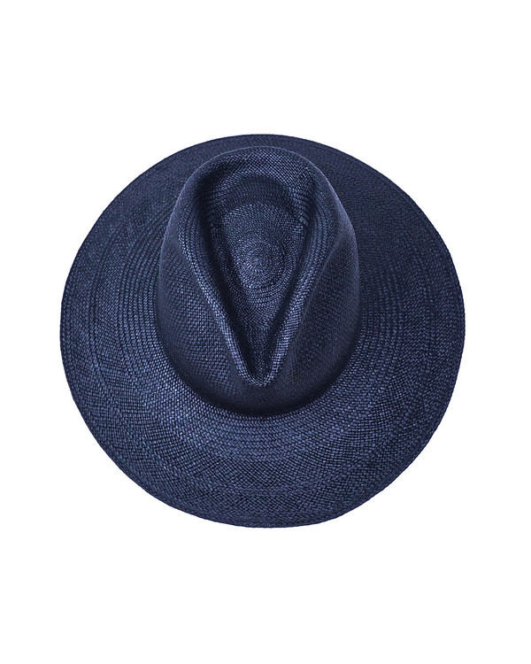 Clyde Panama Pinch Hat in Navy Straw Clyde Panama Pinch Hat in Navy Straw