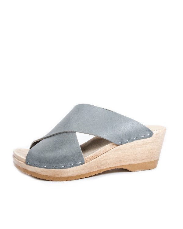 No. 6 Frida Mid Wedge Sandals in Steel No. 6 Frida Mid Wedge Sandals in Steel