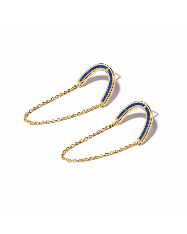Pamela Love Gold Inlay Jetty Earrings with Lapis Pamela Love Gold Inlay Jetty Earrings with Lapis