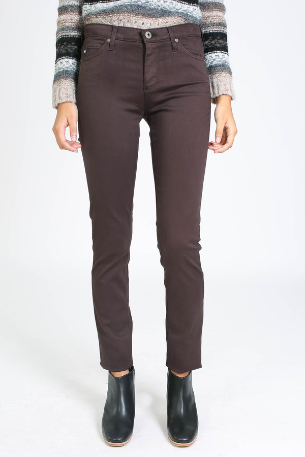 AG Jeans Prima Sateen in Bordeaux Brown AG Jeans Prima Sateen in Bordeaux Brown