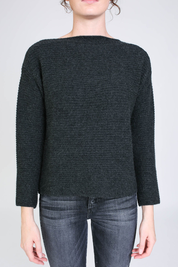 Evam Eva Camel wool stand pullover in Charcoal Evam Eva Camel wool stand pullover in Charcoal