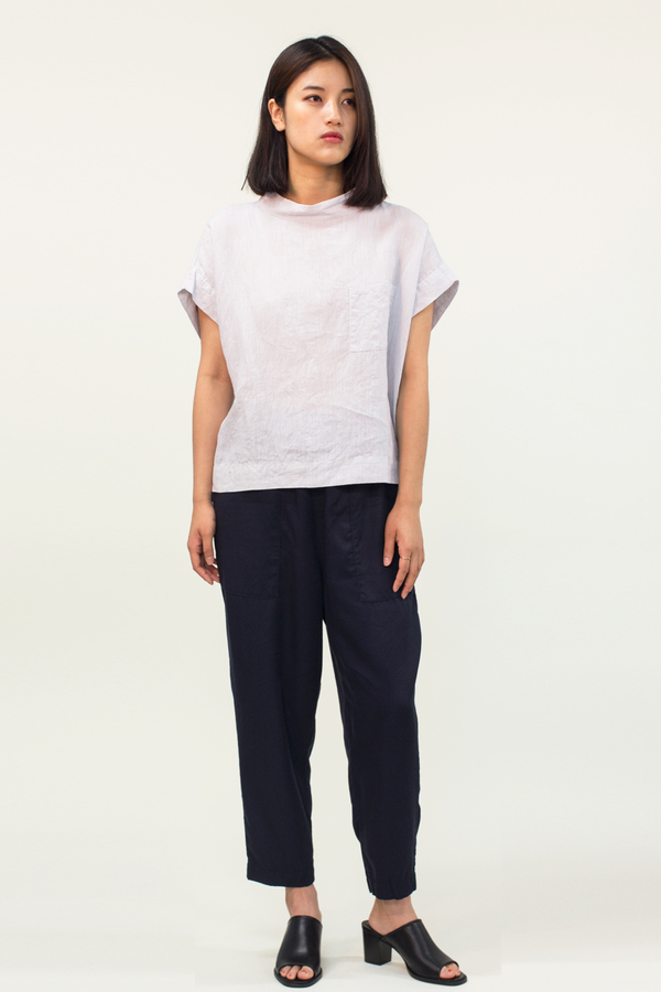 Japanese Minimal French Linen Top- Light Grey Japanese Minimal French Linen Top- Light Grey