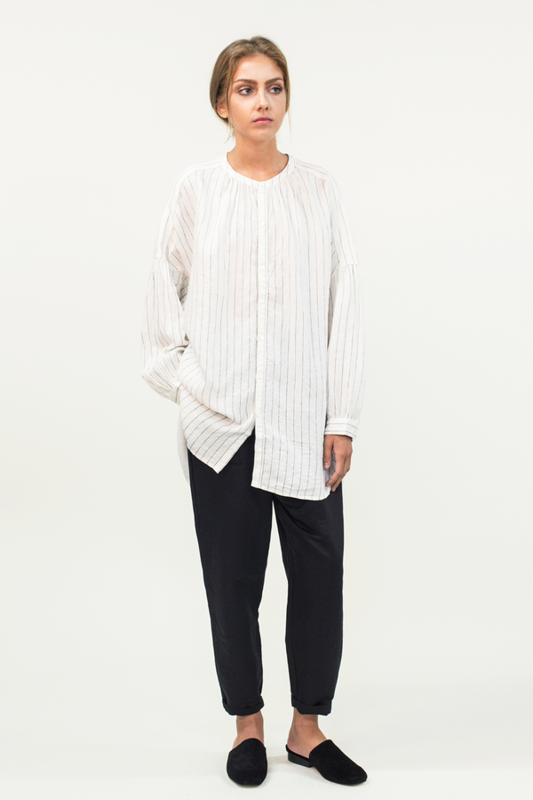 Universal Tissu Striped Linen Shirt- White Universal Tissu Striped Linen Shirt- White