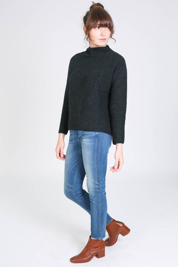 Evam Eva Cashmere garter stich pullover in charcoal Evam Eva Cashmere garter stich pullover in charcoal