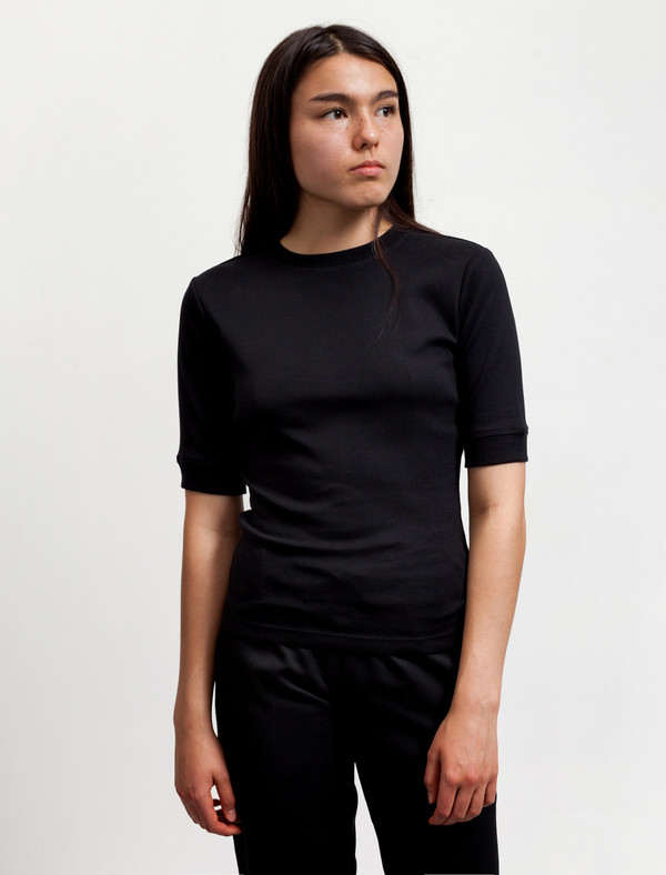 Sunspel Fine Rib T-Shirt - Black Sunspel Fine Rib T-Shirt - Black