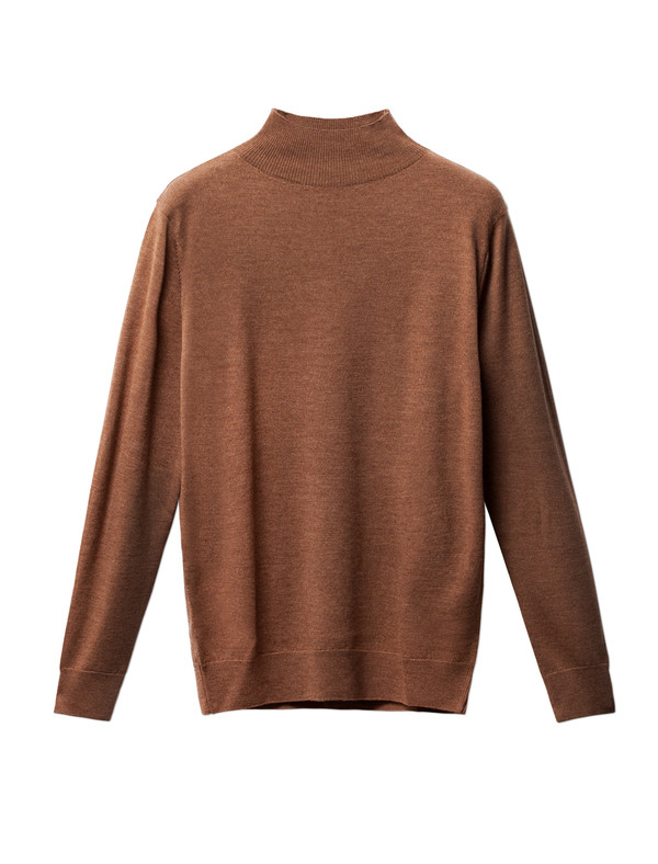 Sunspel Womens Funnel Neck Jumper Copper Brown Sunspel Womens Funnel Neck Jumper Copper Brown