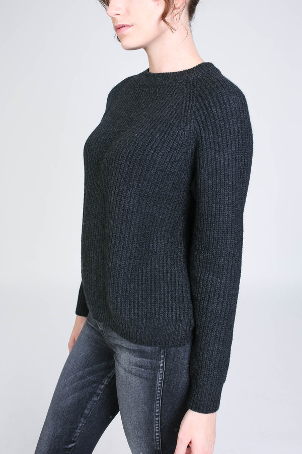 Evam Eva Wool cashmere raglan pullover in charcoal Evam Eva Wool cashmere raglan pullover in charcoal
