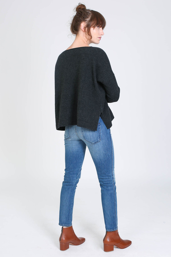 Evam Eva Wool sable pullover in charcoal Evam Eva Wool sable pullover in charcoal