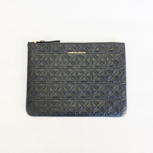 Comme des Garcons - Black Embossed Star Large Zip-up Pouch Comme des Garcons - Black Embossed Star Large Zip-up Pouch