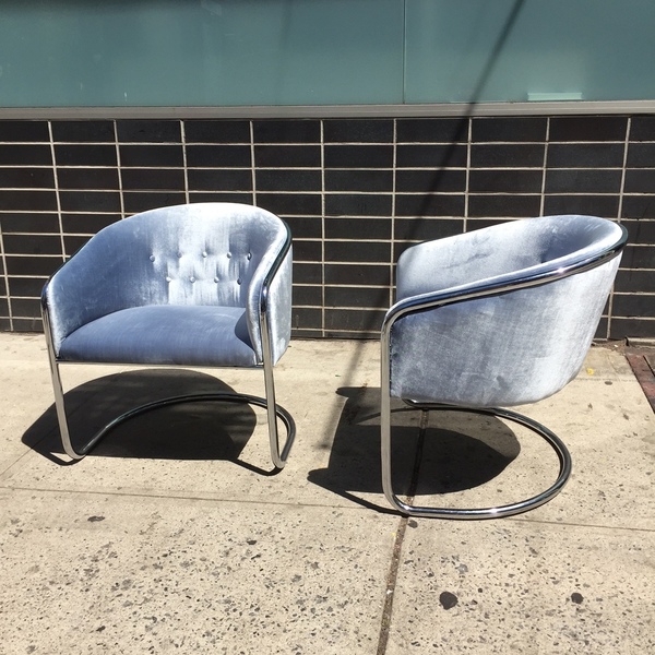 Chrome Cantilever Armchairs by Thonet Chrome Cantilever Armchairs by Thonet