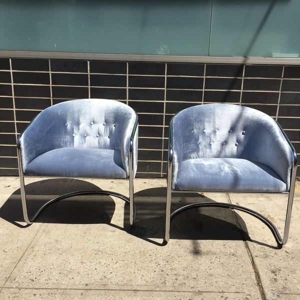 Chrome Cantilever Armchairs by Thonet Chrome Cantilever Armchairs by Thonet