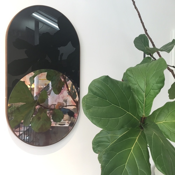 BOWER Cylinder Mirror with Antique Pink Inlay BOWER Cylinder Mirror with Antique Pink Inlay
