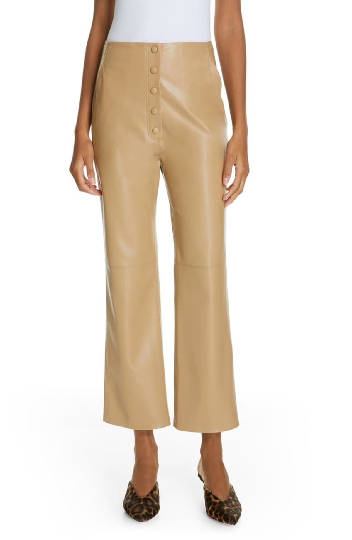 faux leather cropped flare pants