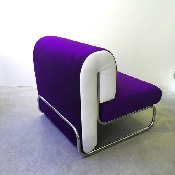 Chrome Tubular Late 1970s Pigment Purple Lounge Chairs Chrome Tubular Late 1970s Pigment Purple Lounge Chairs