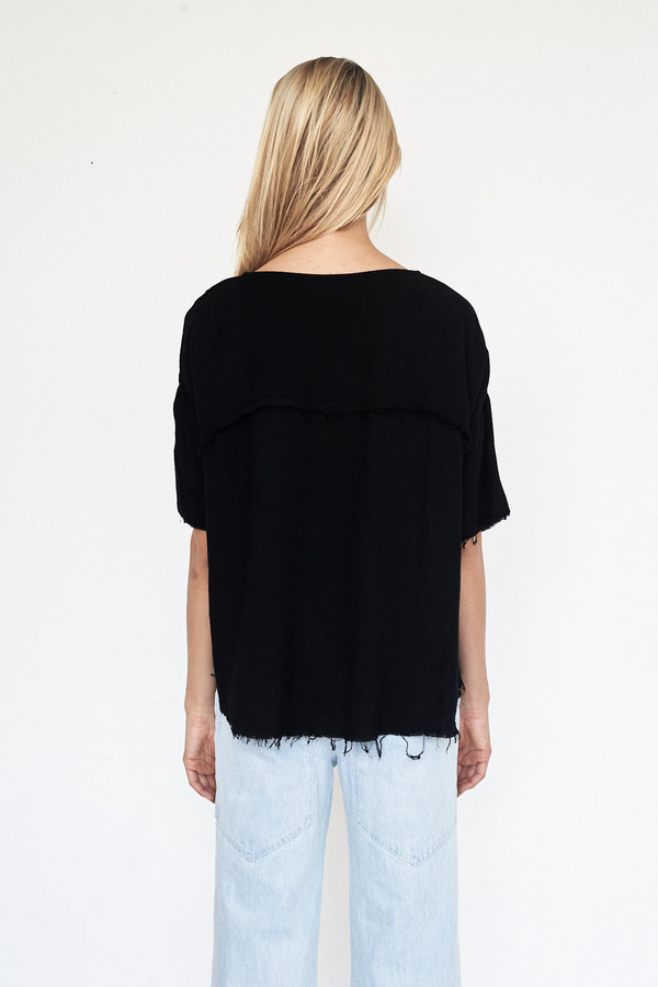 Black Crane Rayon Square Top Black Crane Rayon Square Top
