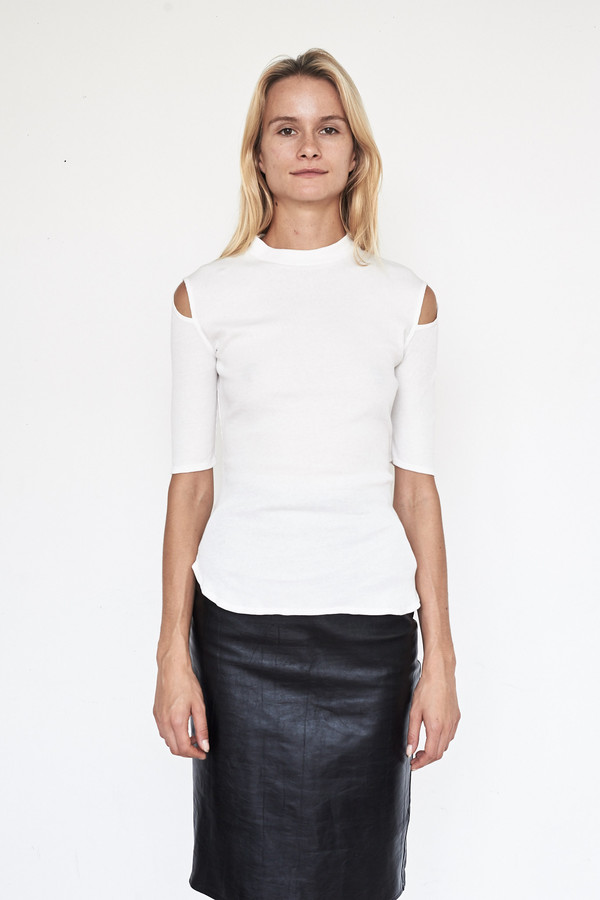 Tosia Rib Knit Emin Tee - White Tosia Rib Knit Emin Tee - White