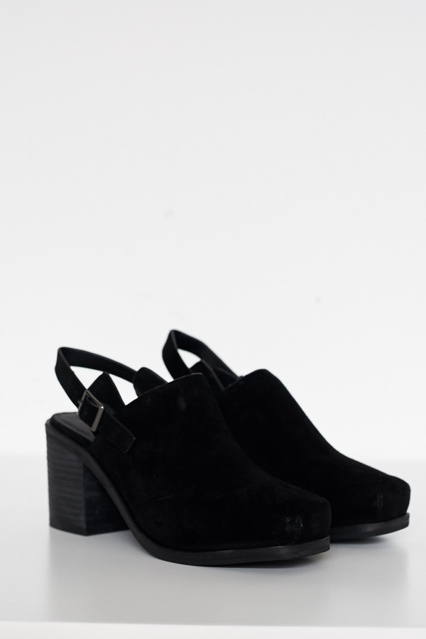 Intentionally Blank Suede Honcho Heel - Black Intentionally Blank Suede Honcho Heel - Black