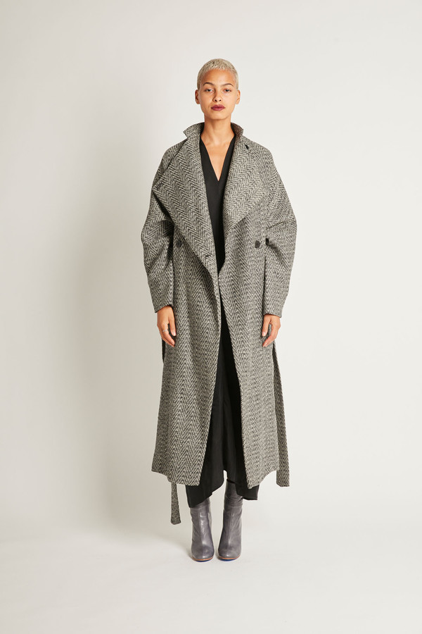 H. Fredriksson Iris Longcoat in Fishbone H. Fredriksson Iris Longcoat in Fishbone