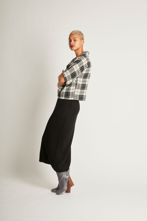 H. Fredriksson Crop Top in Black/White Plaid Wool H. Fredriksson Crop Top in Black/White Plaid Wool