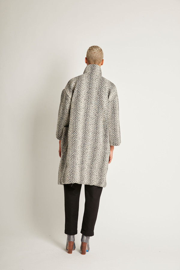 H. Fredriksson Kate Coat in Grey Tweed Wool H. Fredriksson Kate Coat in Grey Tweed Wool