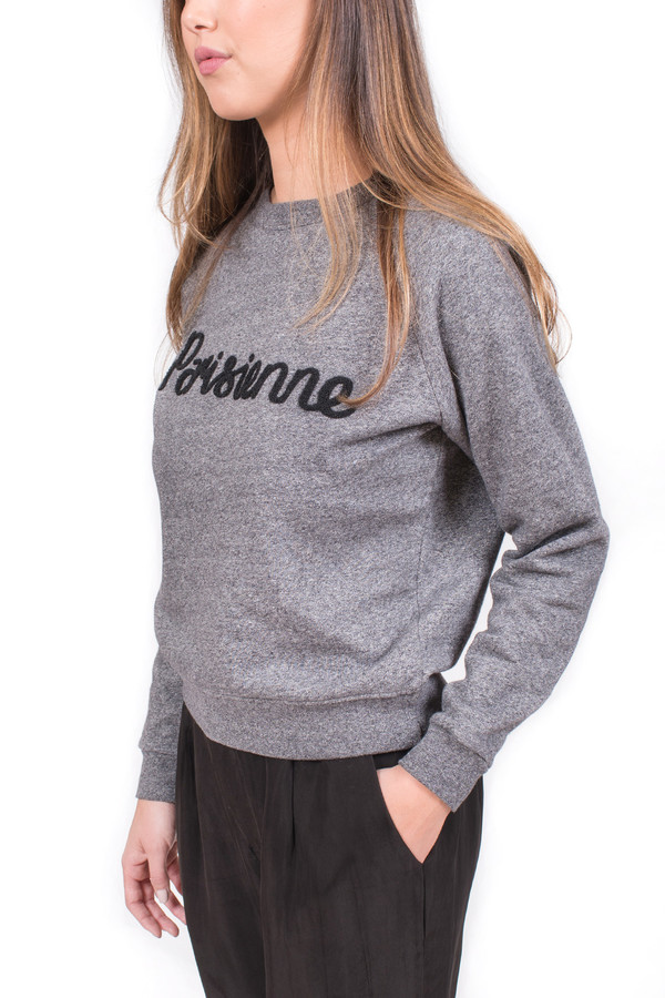 Maison Kitsune Parisienne Sweatshirt Black Melange Maison Kitsune Parisienne Sweatshirt Black Melange