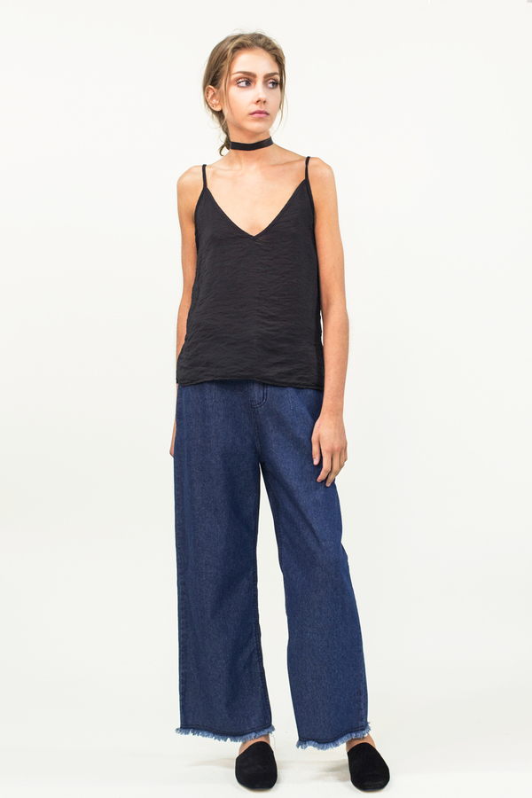 LACAUSA Sofia Slip Tank Top- Tar LACAUSA Sofia Slip Tank Top- Tar