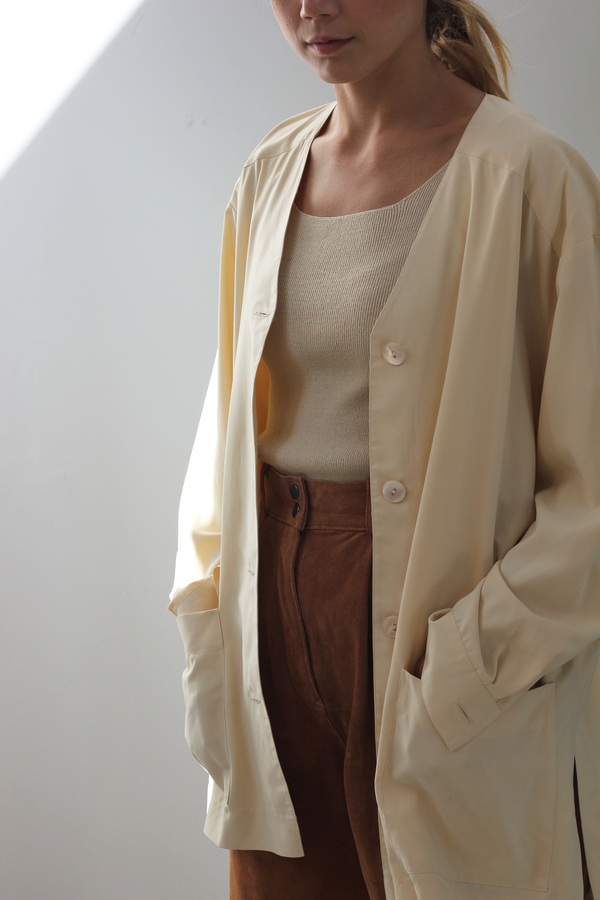 Hey Jude Cornmeal Silk Cardigan Hey Jude Cornmeal Silk Cardigan