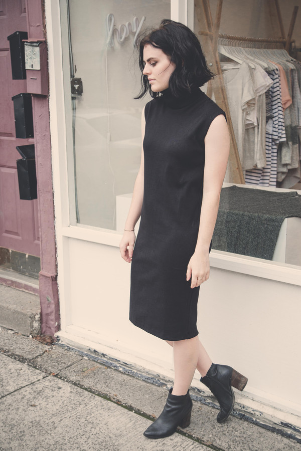 Kowtow Building Block Rib Roll Neck Dress in Black Kowtow Building Block Rib Roll Neck Dress in Black