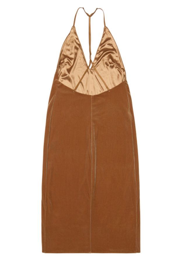 ROCKET LUNCH Velvet Midi Dress- Brown ROCKET LUNCH Velvet Midi Dress- Brown