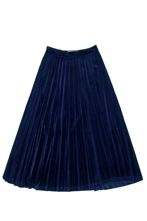 ROCKET LUNCH Velvet Pleated Skirt- Navy ROCKET LUNCH Velvet Pleated Skirt- Navy