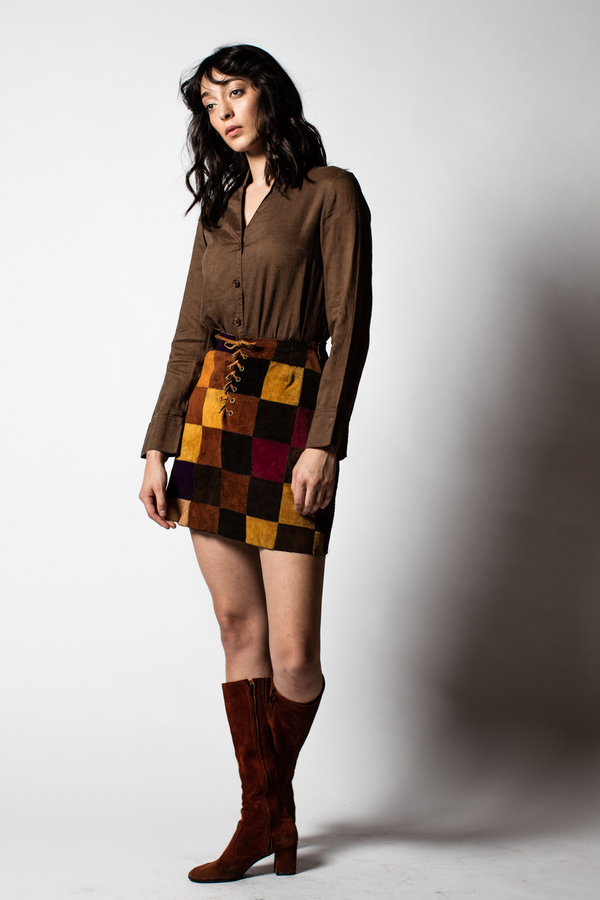 Blacksheep Vintage Patchwork Suede Mini Skirt Blacksheep Vintage Patchwork Suede Mini Skirt