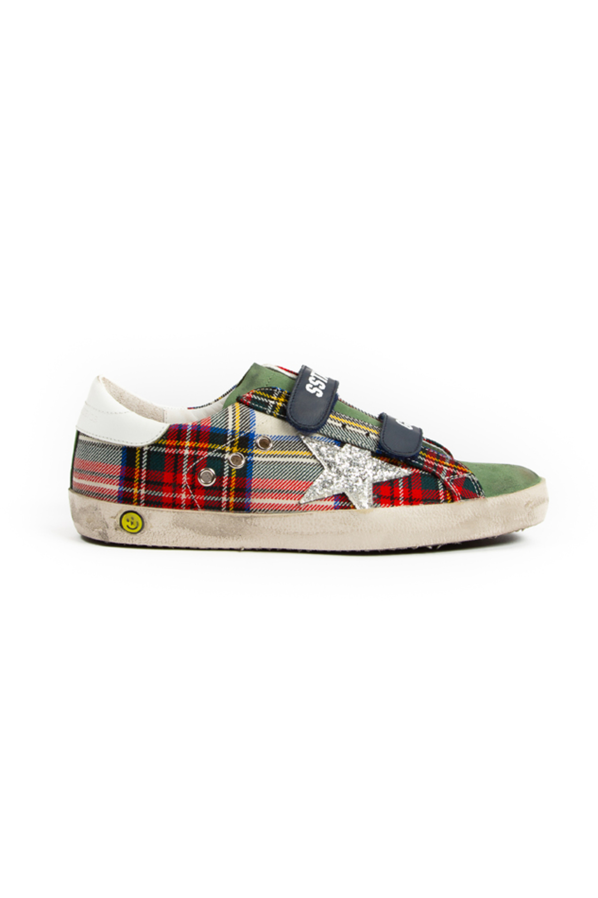 plaid golden goose sneakers