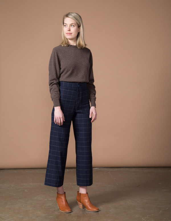 SBJ Austin Angela Pant - Navy Woven Window Pane SBJ Austin Angela Pant - Navy Woven Window Pane