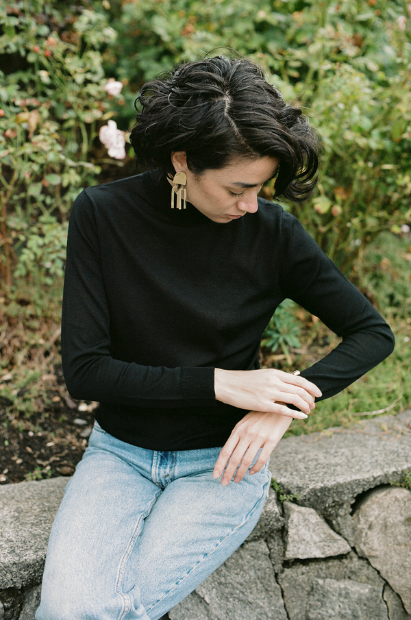 Objects Without Meaning Mock Neck Long Sleeve Top - black Objects Without Meaning Mock Neck Long Sleeve Top - black